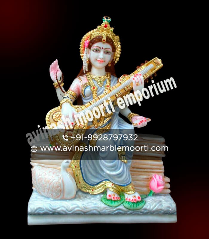Saraswati Maa Marble Statue