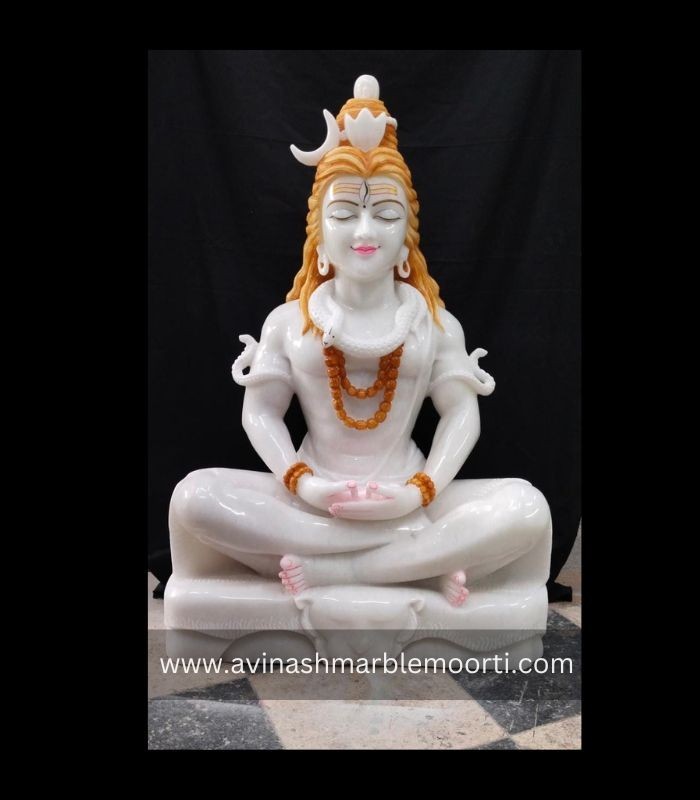Pure White Marble Shiva Moorti
