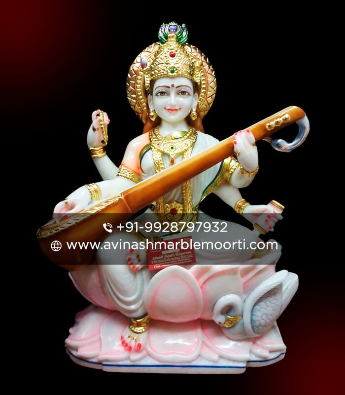 Goddess Saraswati Marble Idol