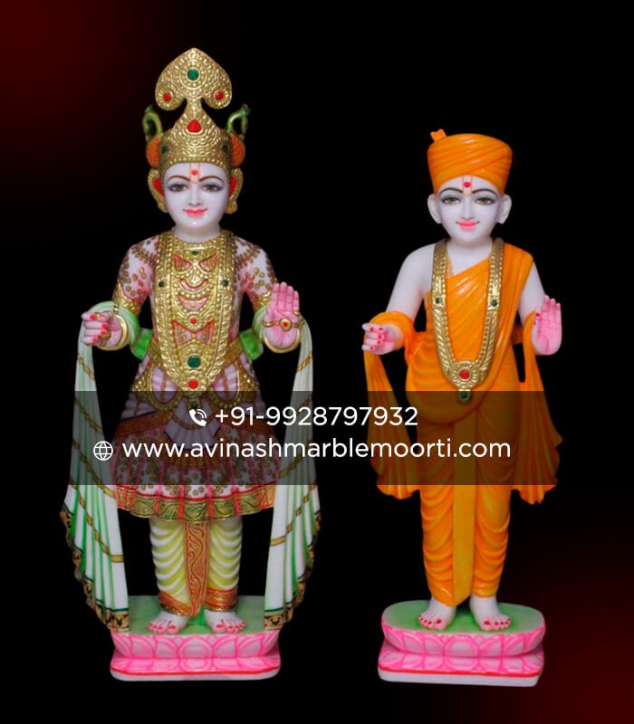 Swaminarayan White Marble Statue