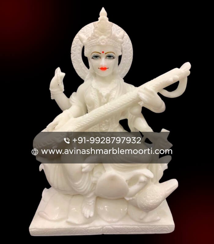 Marble Saraswati Idol with Veena
