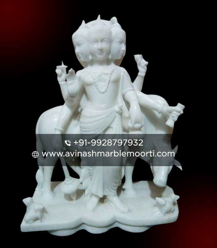 White Marble Dattatreya Statue