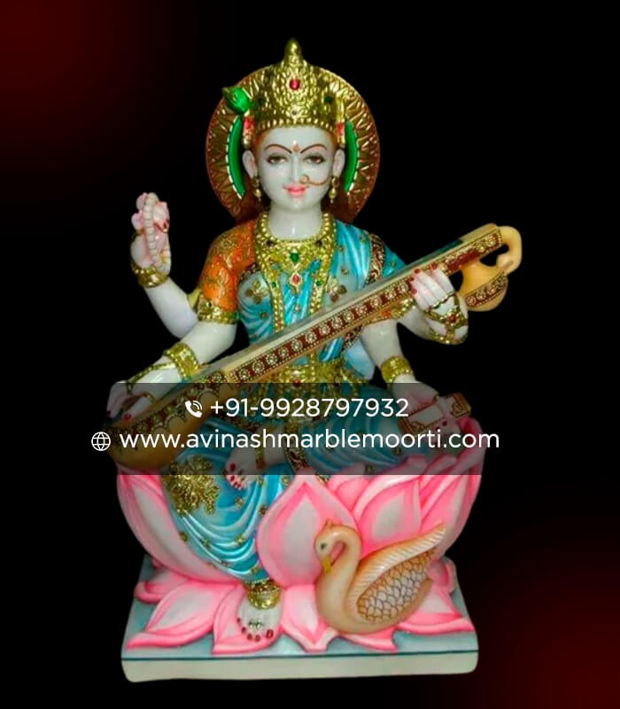 Multicolored Maa Saraswati Statue