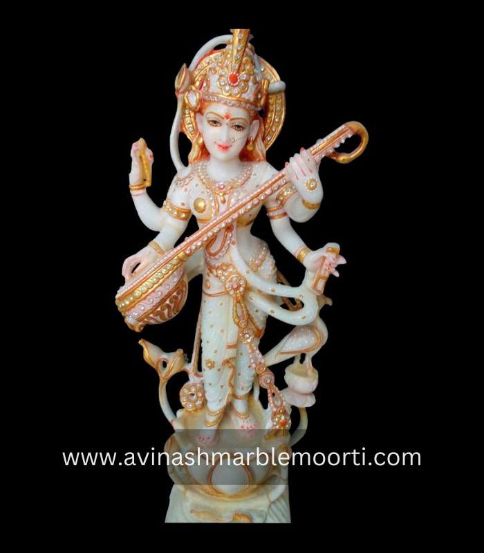 Marble Standing Saraswati Statue