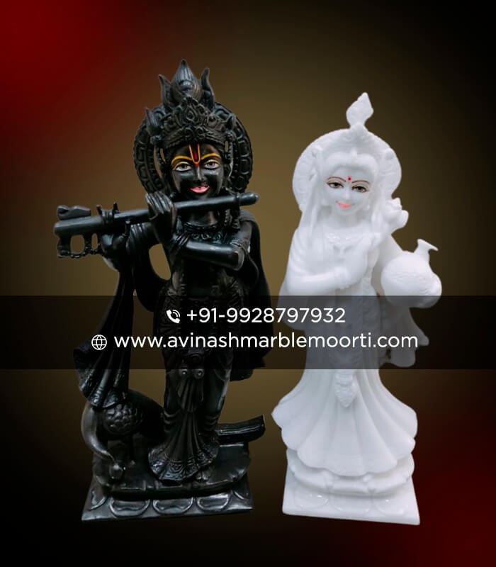 Black Stone Krishna & Radha Statue
